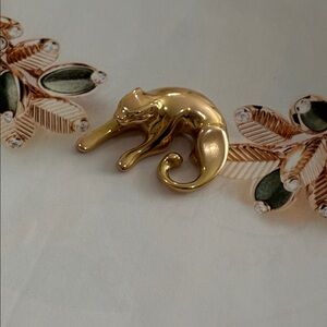 14K YELLOW GOLD LARGE JAGUAR PANTHER SLIDE PENDANT vintage